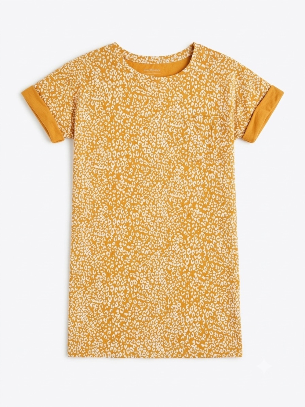 Eddie Bauer Short-Sleeve T-Shirt Dress, Animal Print, Mustard Yellow